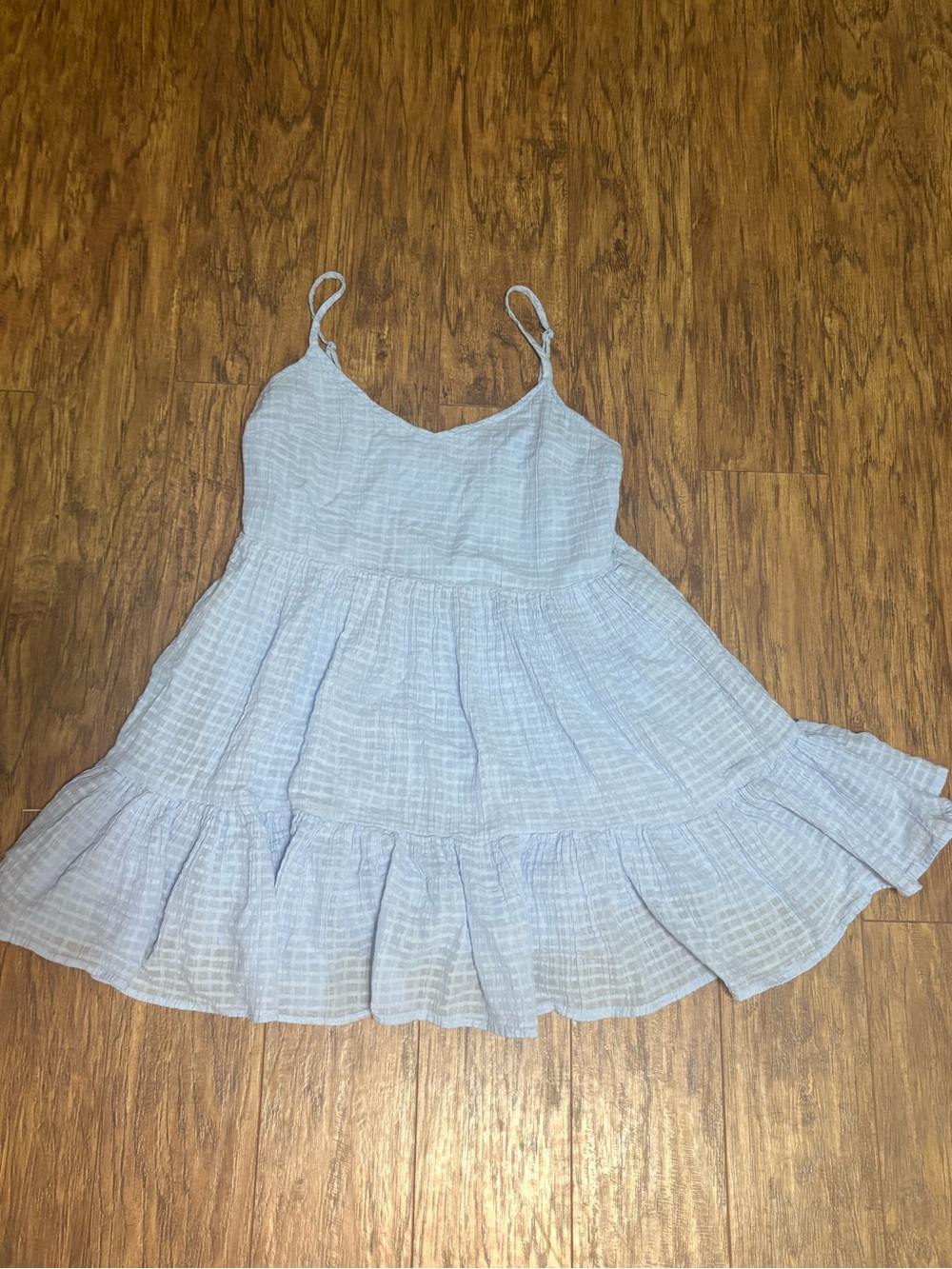 Light Blue Spaghetti-Strap Tiered Dress